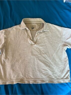 AE Polo-Style Cropped Sweater Shirt